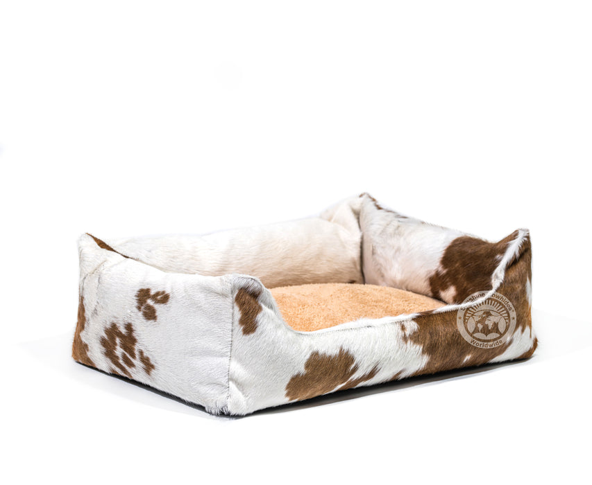 Brown and White Cowhide Pet Bed, 22X29X8"