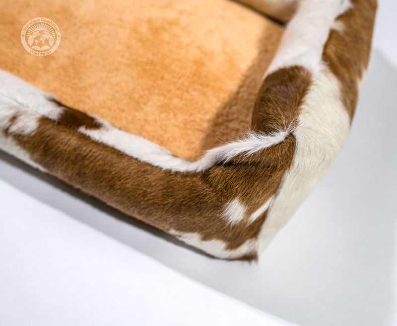 Brown and White Cowhide Pet Bed, 22X29X8"
