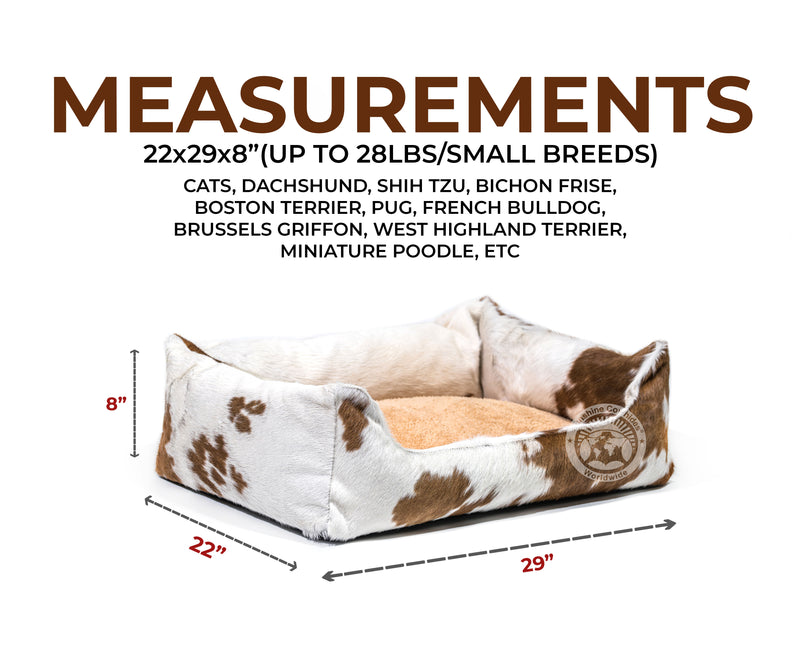 Brown and White Cowhide Pet Bed, 22X29X8"