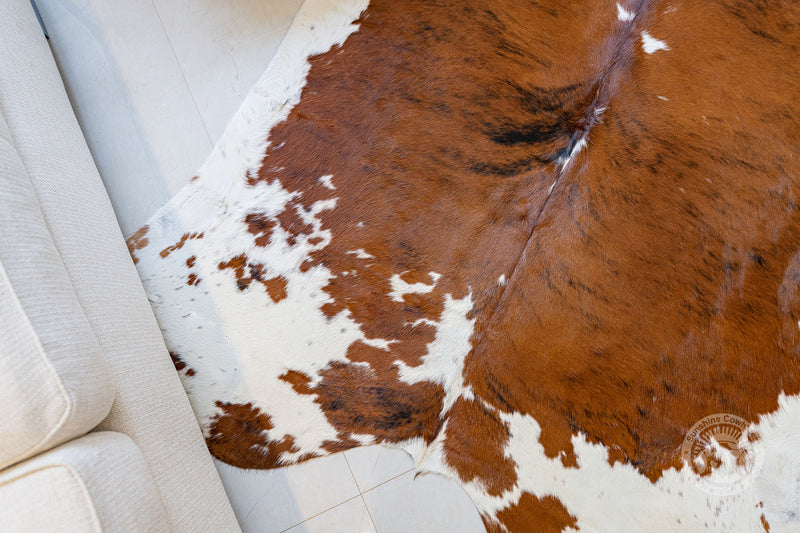 Brindle Tricolor White Belly Cowhide Rug