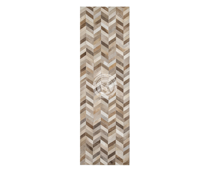 Taupe/Champagne - Designer Rug - Runner - Chevron