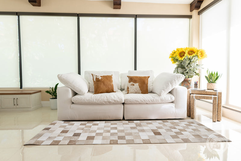 Taupe/Champagne - Designer Rug - Runner - Squares