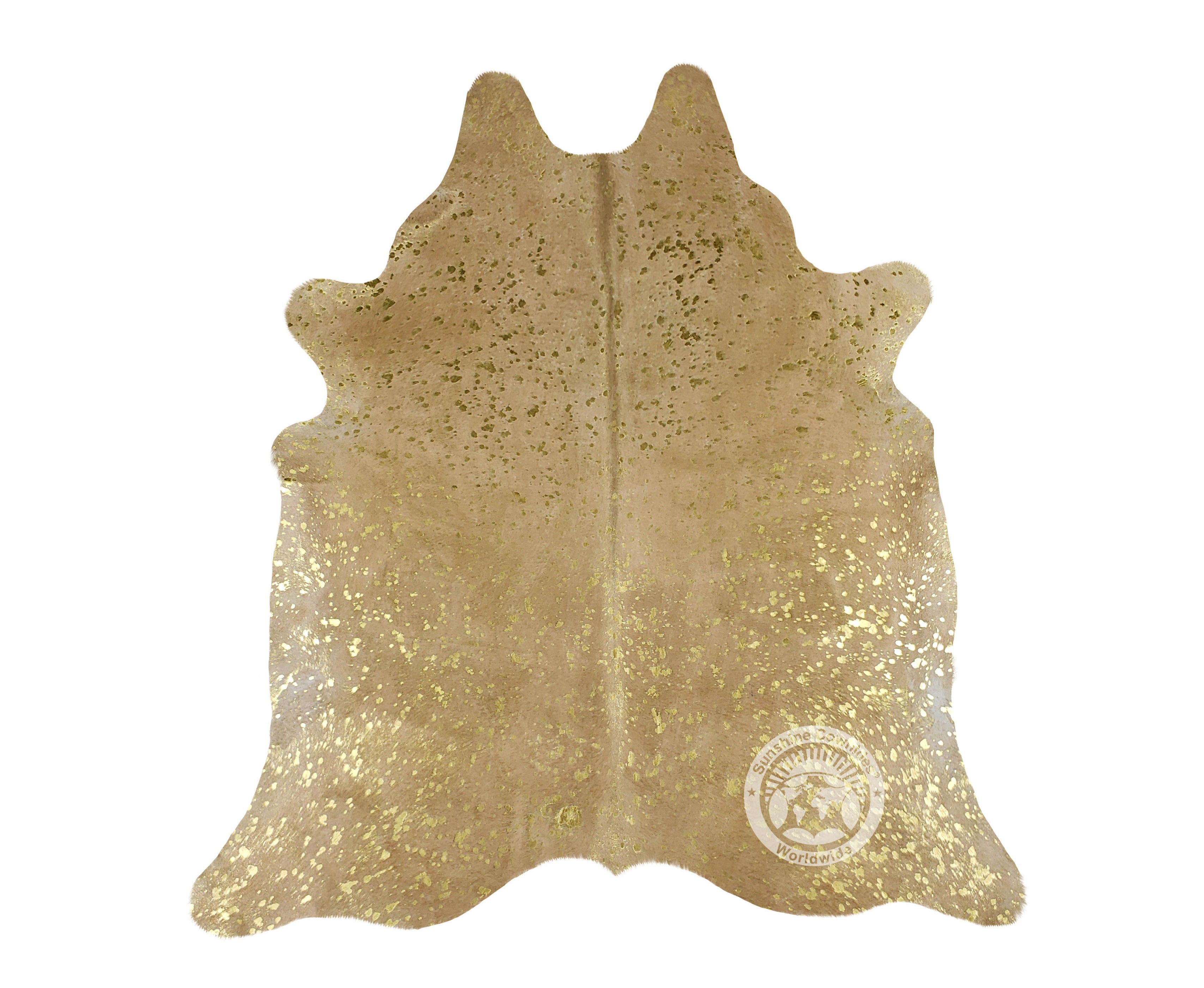Devore Metallic Gold on Beige Cowhide Rug — Luxury Cowhides