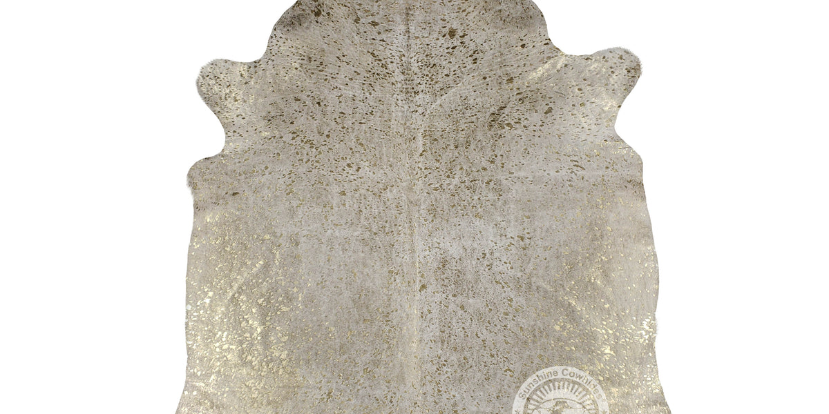 Devore Metallic Gold on Off White Cowhide Rug — Luxury Cowhides