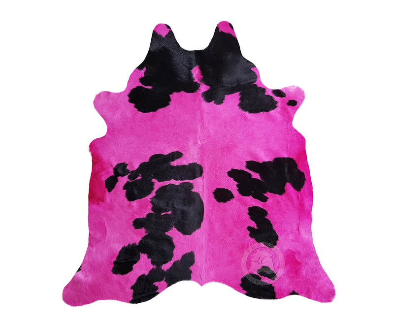 Dyed Pink on Black Cowhide Rug