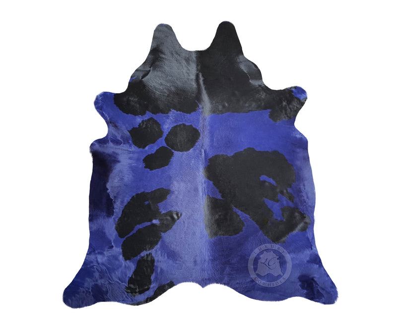 Dyed Navy Blue on Black Cowhide Rug