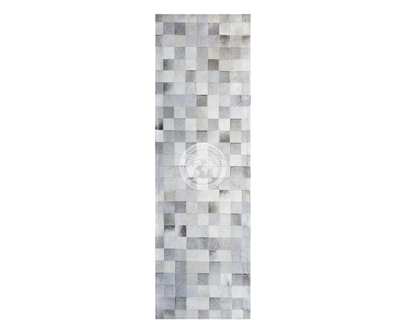 Grey - Designer Rug - Runner - Squares