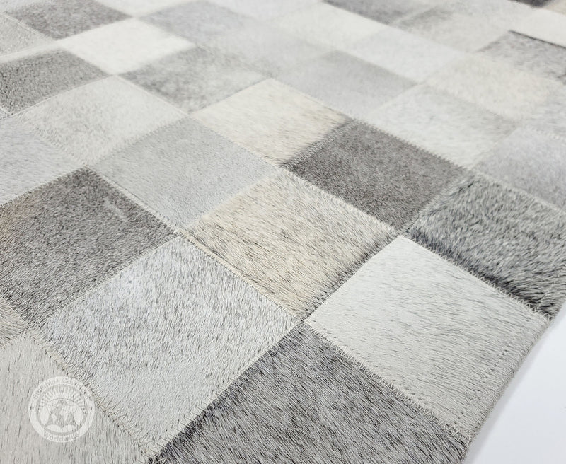 Grey - Designer Rug - Runner - Squares