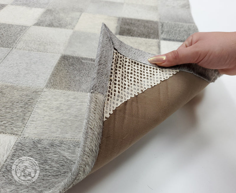 Grey - Designer Rug - Runner - Squares