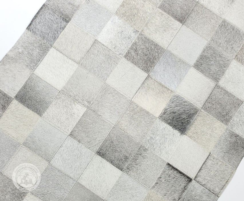 Grey - Designer Rug - Runner - Squares