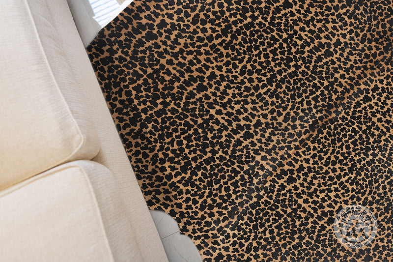 Leopard on Caramel Cowhide Rug