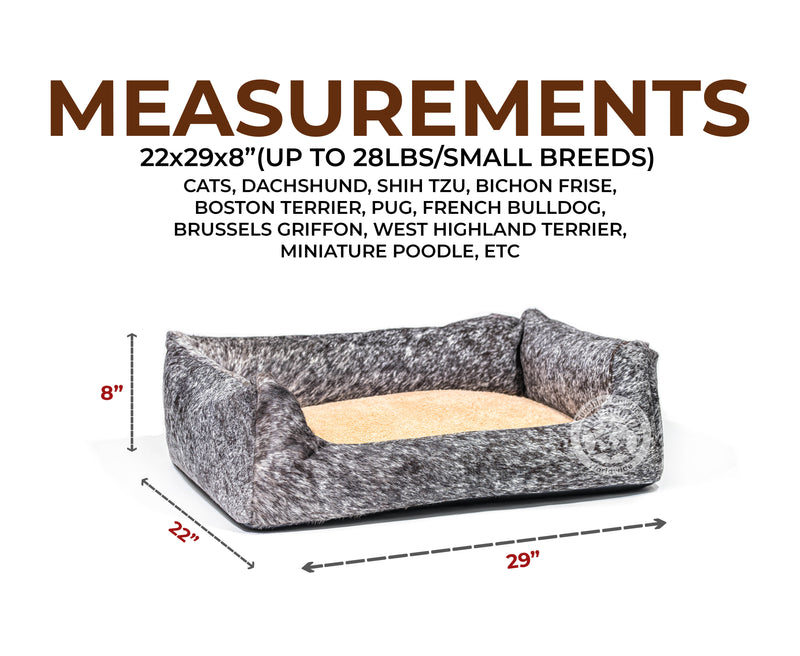 Salt & Pepper Black Cowhide Pet Bed , 22X29X8"