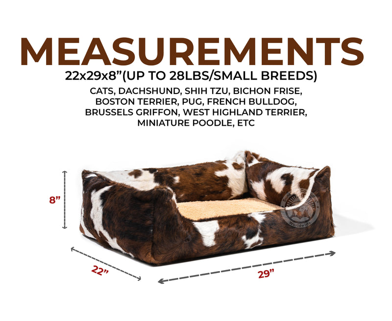 Tricolor Cowhide Pet Bed, 22X29X8"
