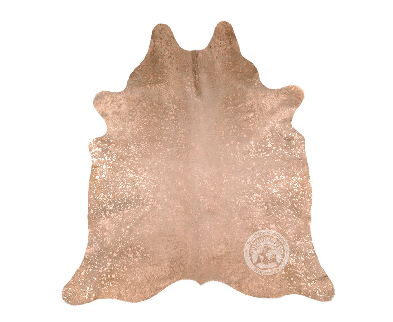 Devore Metallic Rose Gold on Off White Cowhide Rug
