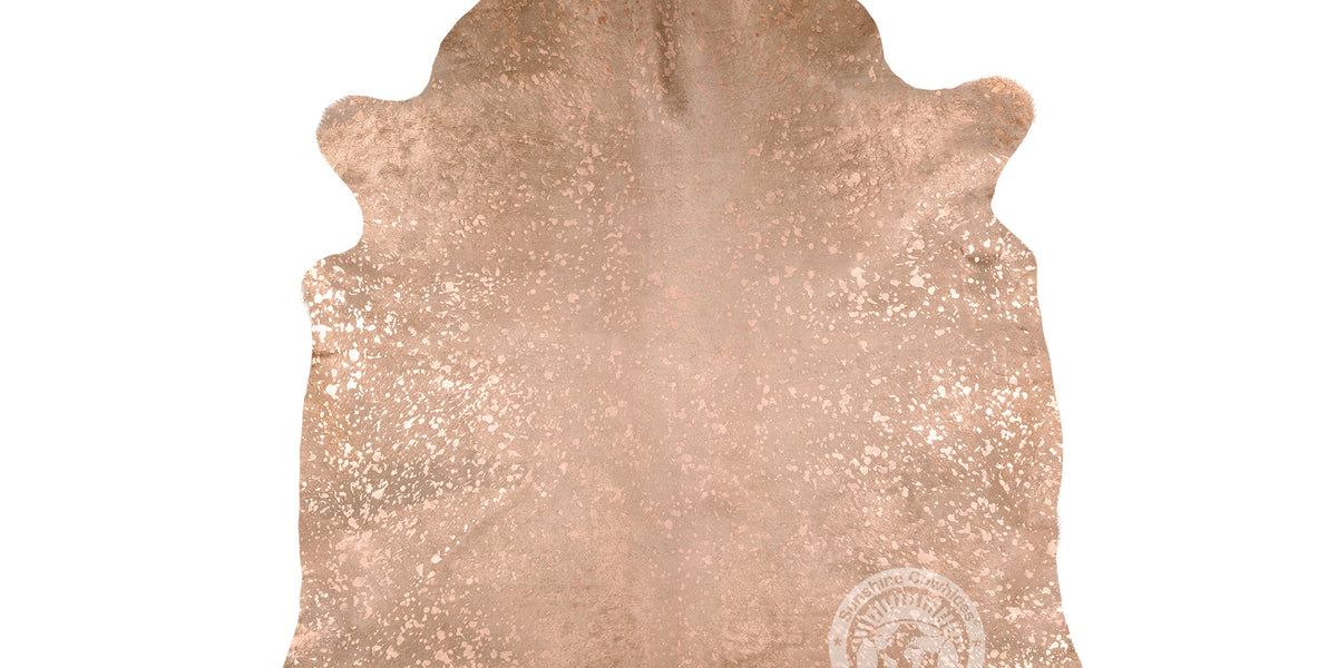 Devore Metallic Rose Gold on Off White Cowhide Rug — Luxury Cowhides