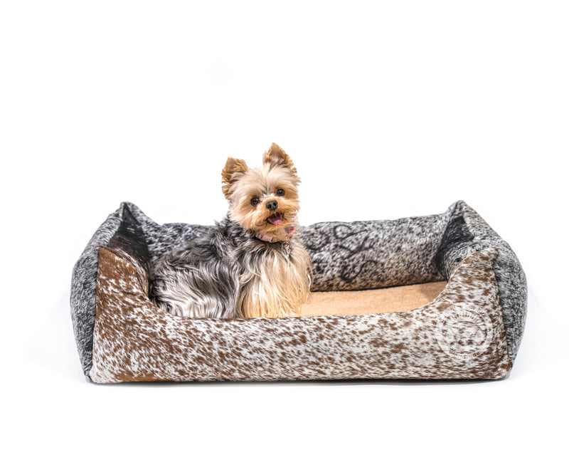 Salt & Pepper Cowhide Pet Bed, 22X29X8"