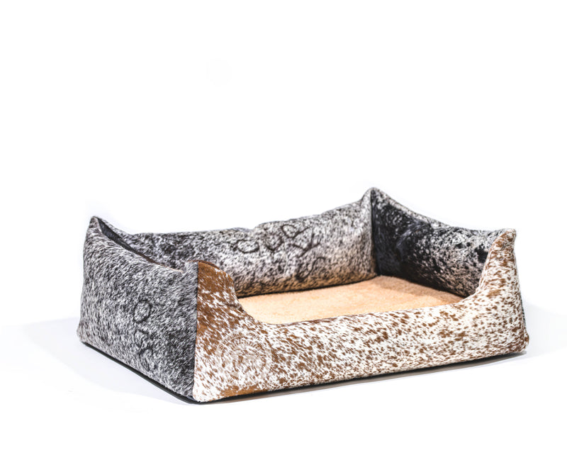 Salt & Pepper Cowhide Pet Bed, 22X29X8"