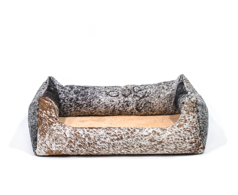 Salt & Pepper Cowhide Pet Bed, 22X29X8"