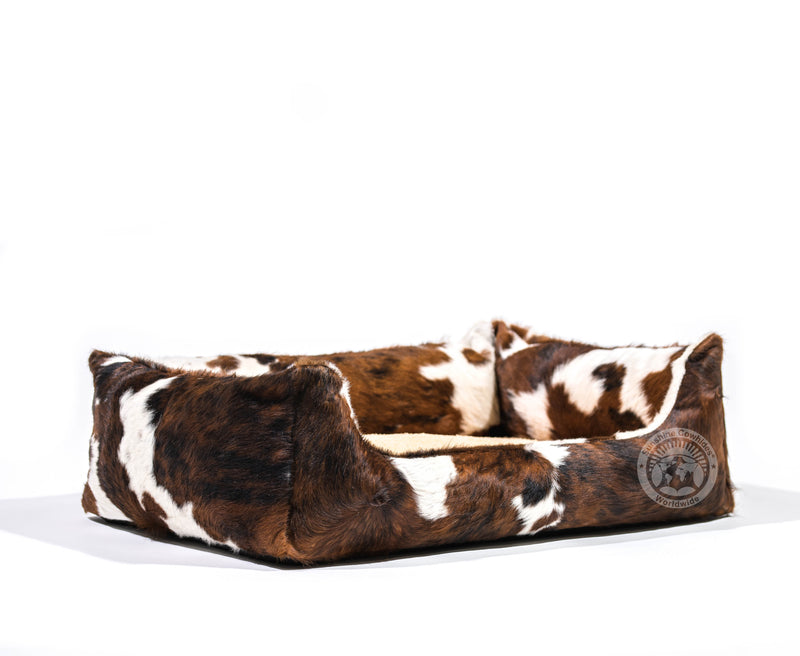 Tricolor Cowhide Pet Bed, 22X29X8"