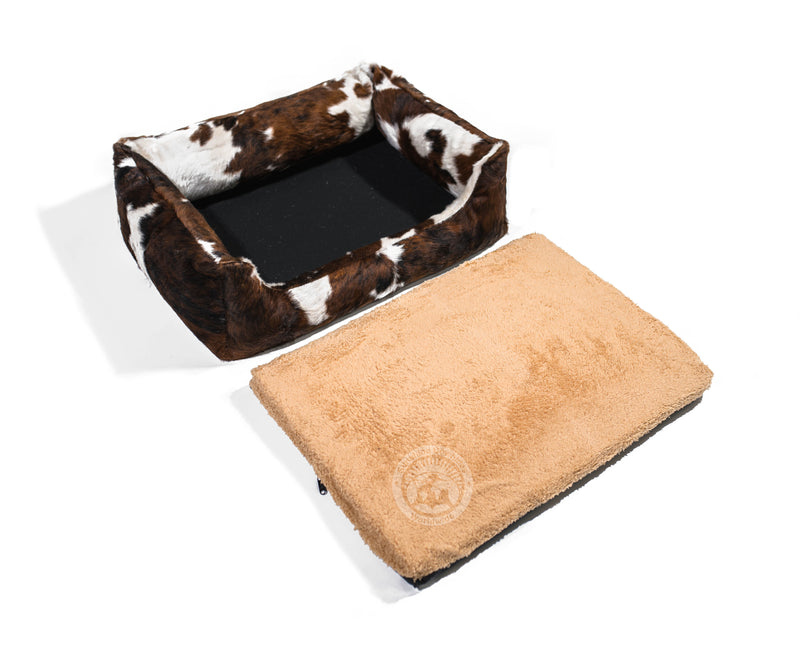 Tricolor Cowhide Pet Bed, 22X29X8"