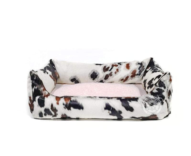 Tricolor Cowhide Pet Bed, 22X29X8"