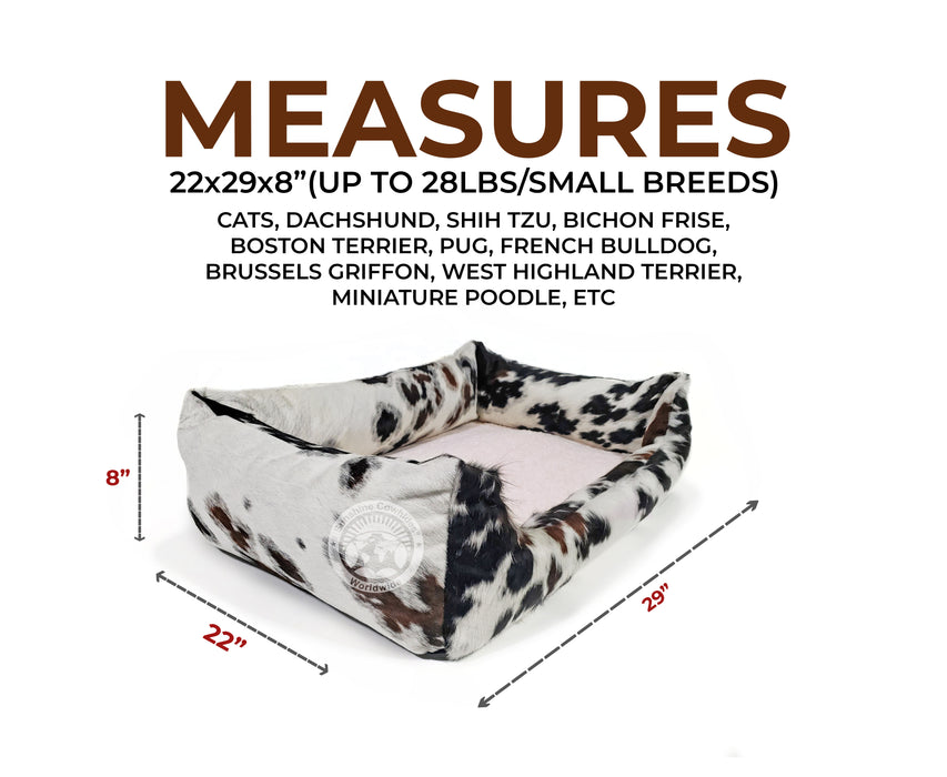 Tricolor Cowhide Pet Bed, 22X29X8"