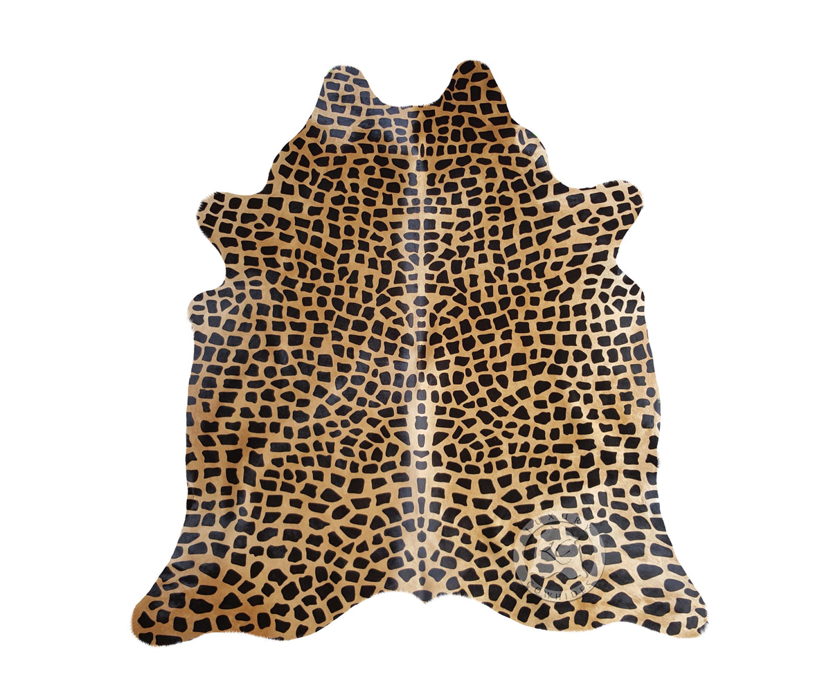 Giraffe Print Cowhide Rug (Large Spots) - Size: 7 1/4x5 3/4 feet