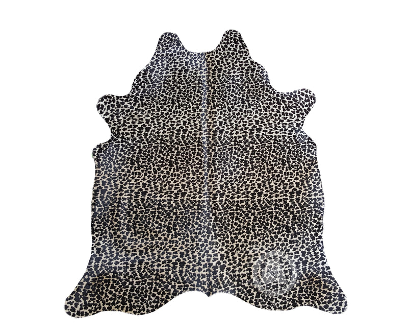 Leopard on Off White Cowhide Rug