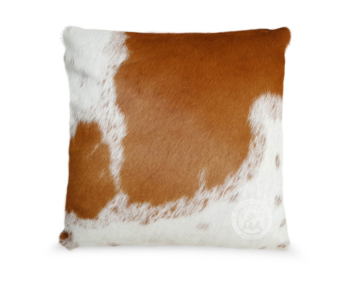 Brown and White Cowhide Pillow Cover — Luxury Cowhides
