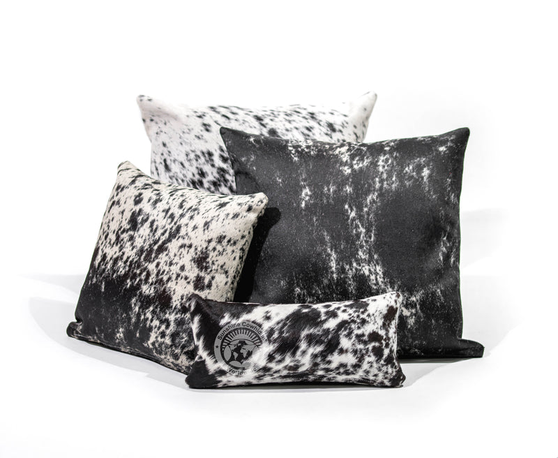 Salt and Pepper Black and White Cowhide Pillow Cover
