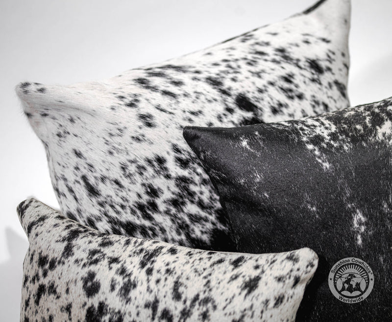 Salt and Pepper Black and White Cowhide Pillow Cover