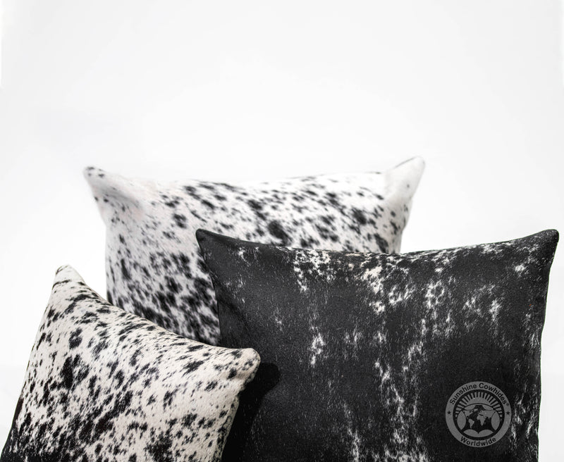 Salt and Pepper Black and White Cowhide Pillow Cover