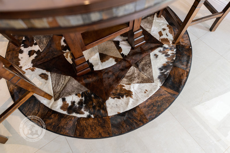 Round Cowhide Rug 80" - Multistar