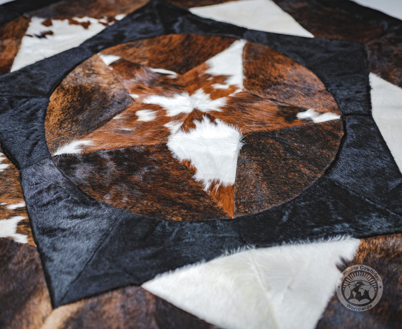 Round Cowhide Rug 80" - Multistar