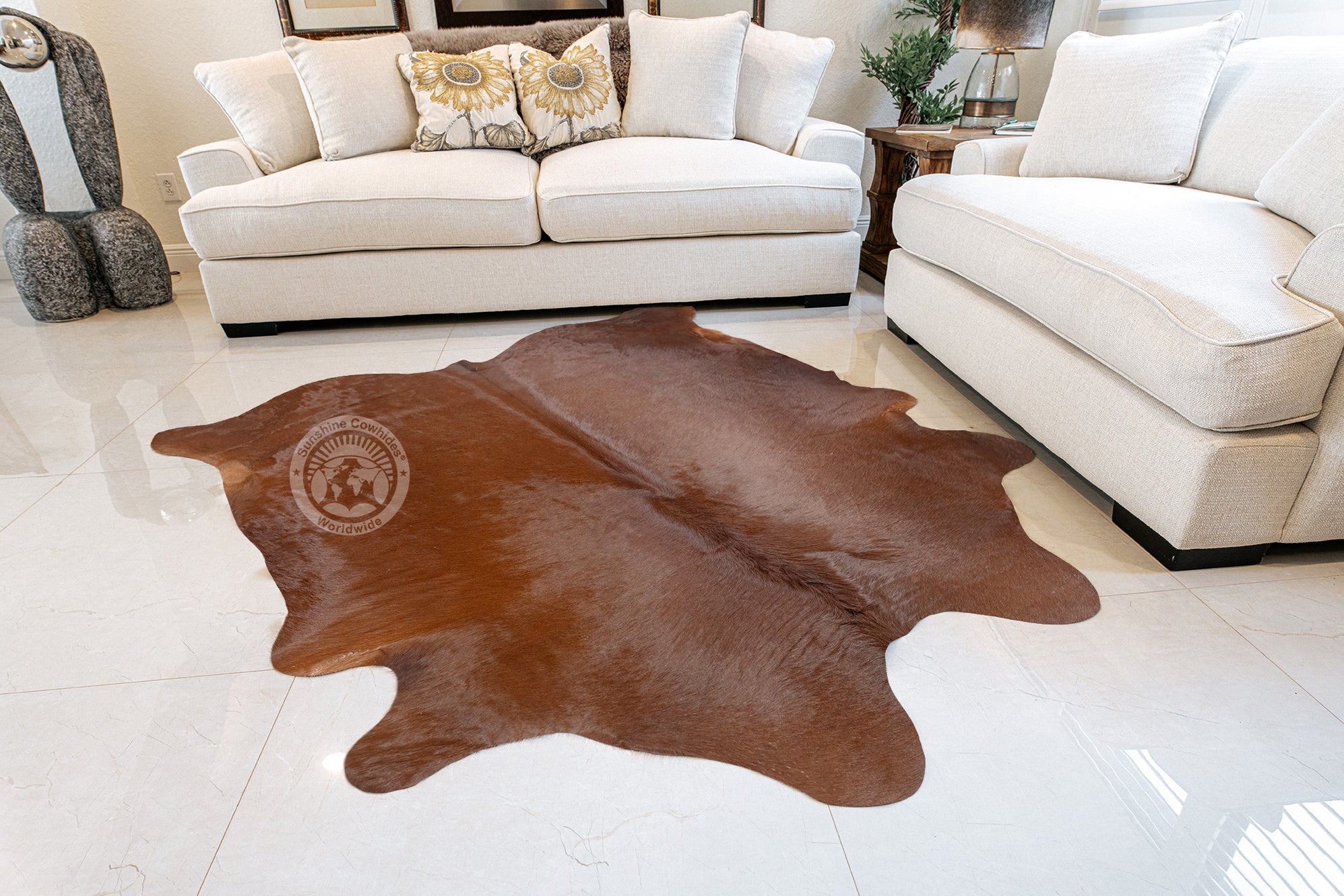Solid Brown Cowhide Rug — Luxury Cowhides