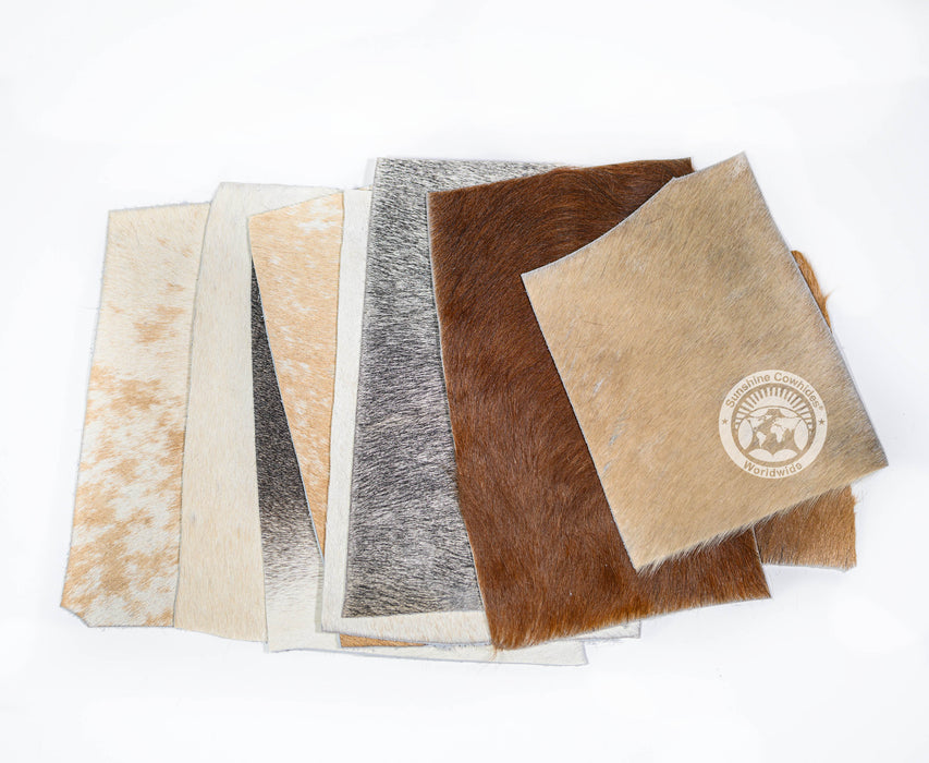 Cowhide Scraps - Assorted Colors - Rectangular Approx. Size 7x10" Top Quality