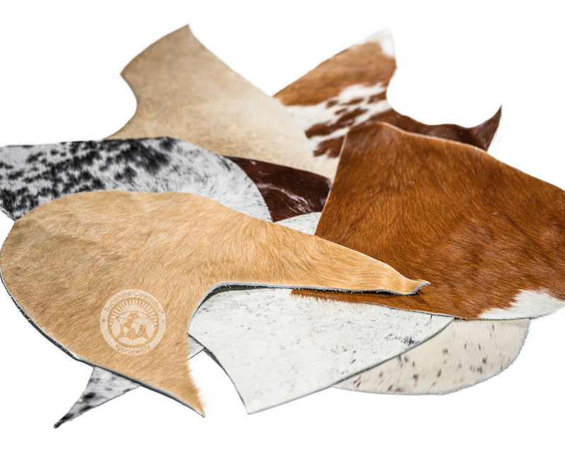 Cowhide Scraps - Assorted Colors - U Shape 10"x10" approx. - Top Quality