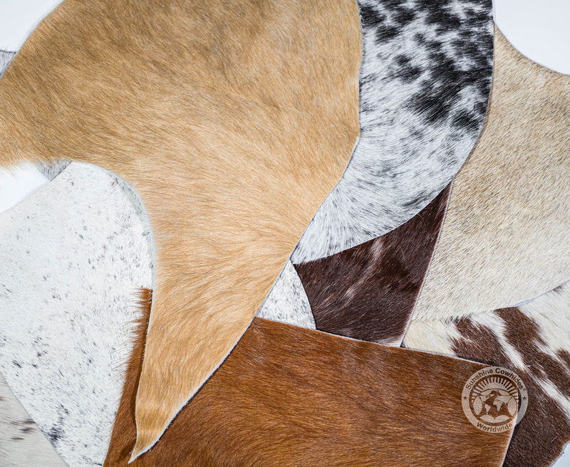 Cowhide Scraps - Assorted Colors - U Shape 10"x10" approx. - Top Quality