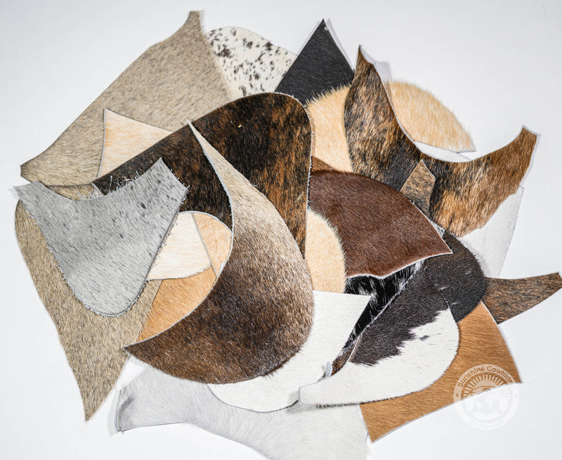 Cowhide Scraps - Assorted Colors - U Shape 6"x6" approx. - Top Quality