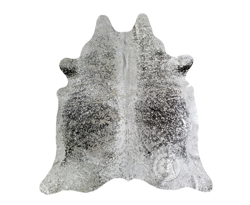 Devore Metallic Silver on Salt and Pepper Black Cowhide