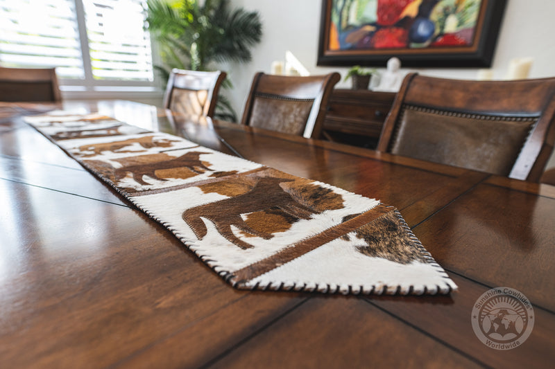 Cowhide Table Runner Horses