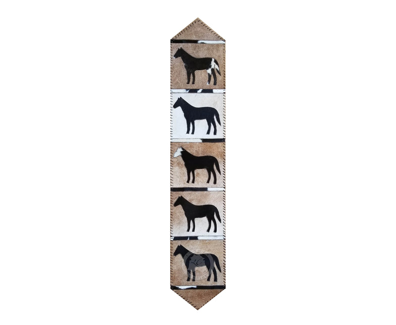 Cowhide Table Runner Horses