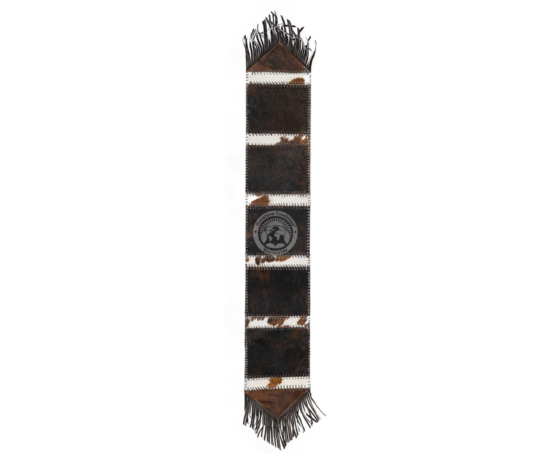 Cowhide Table Runner Tricolor (With fringe)