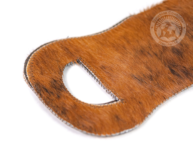 Cowhide Wine Bottle Holder - Brindle Reddish