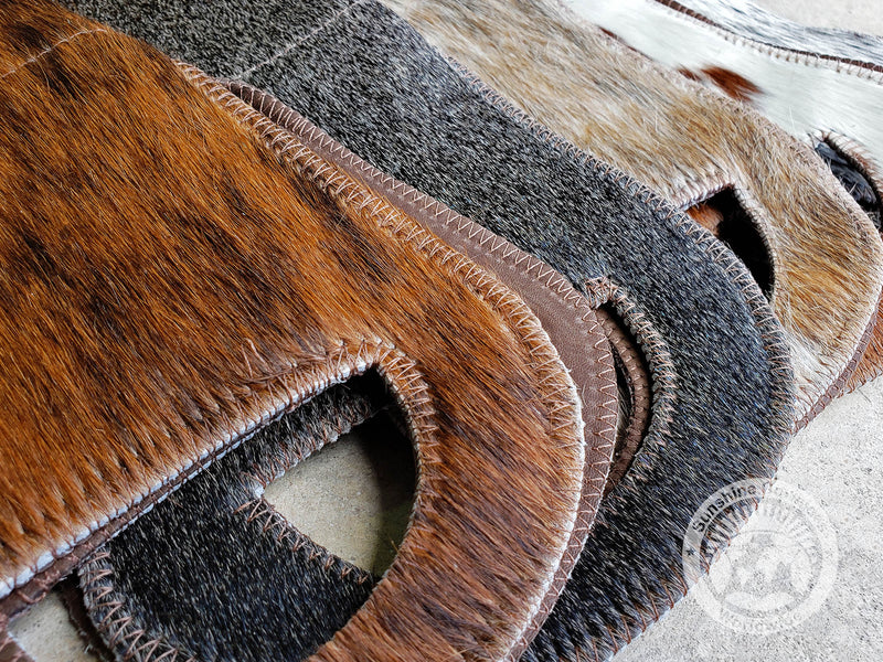 Cowhide Wine Bottle Holder - Salt & Pepper Brown