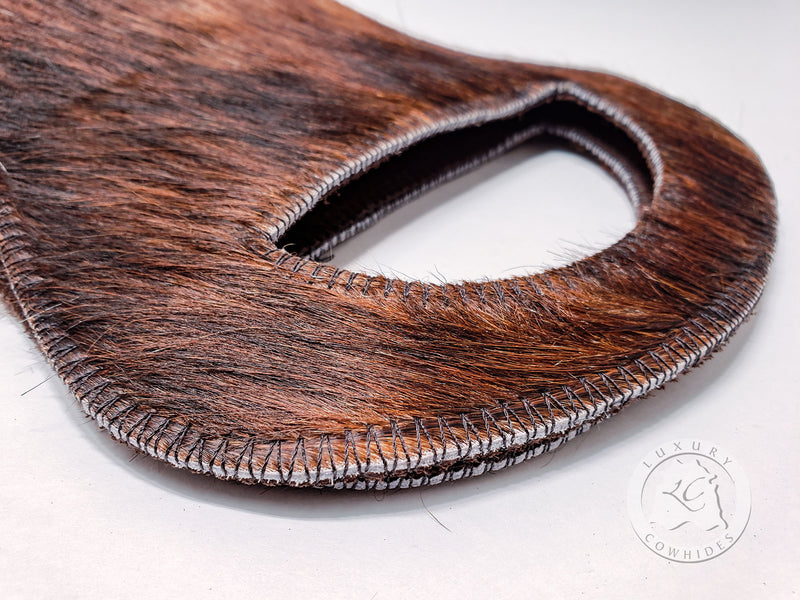 Cowhide Wine Bottle Holder - Brindle Reddish