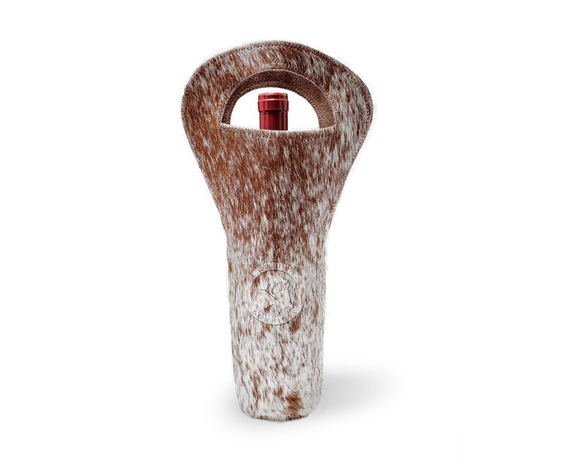 Cowhide Wine Bottle Holder - Salt & Pepper Brown