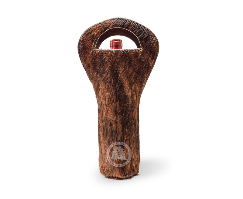 Cowhide Wine Bottle Holder - Brindle Reddish