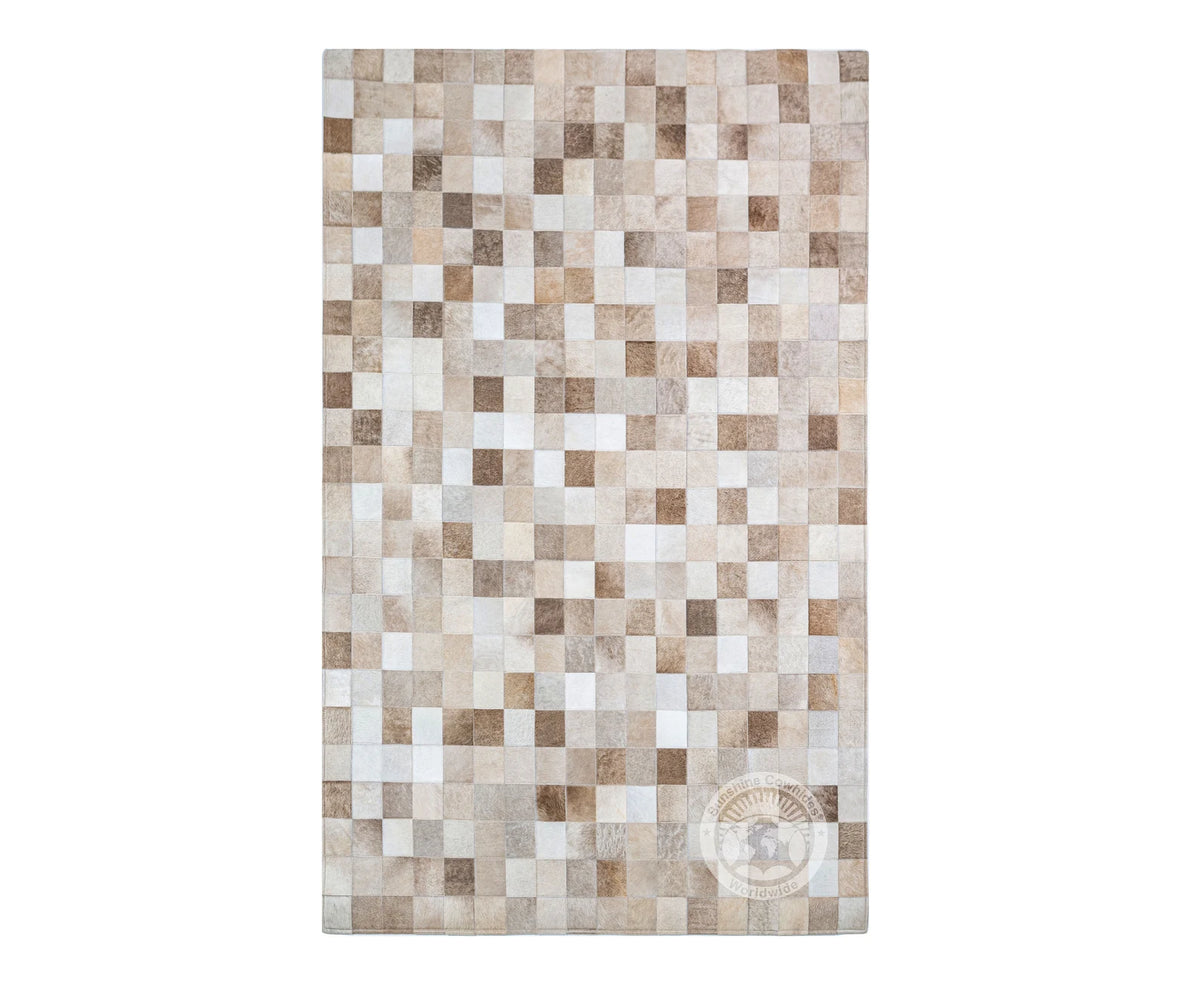 Taupe/Champagne - Designer Rugs - Squares — Luxury Cowhides