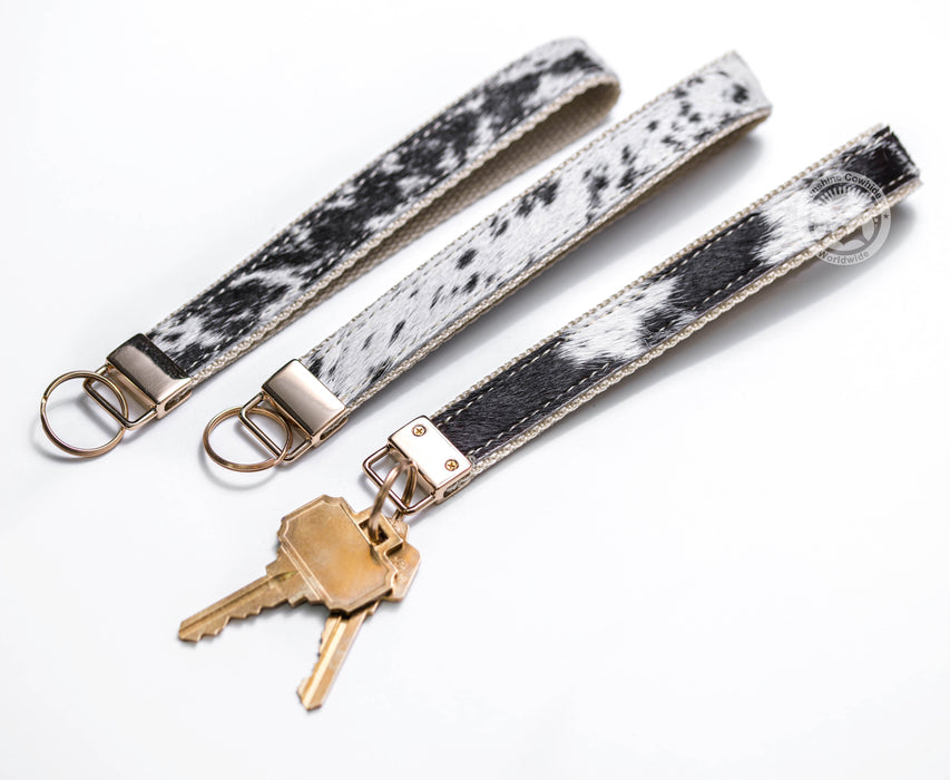 Initial Faux Cowhide Keychain ( A )